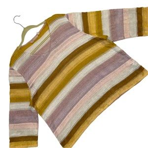 Soft Surroundings Faux Crochet Striped Top Topaz Lavender Amethyst Cocoa  3X EUC